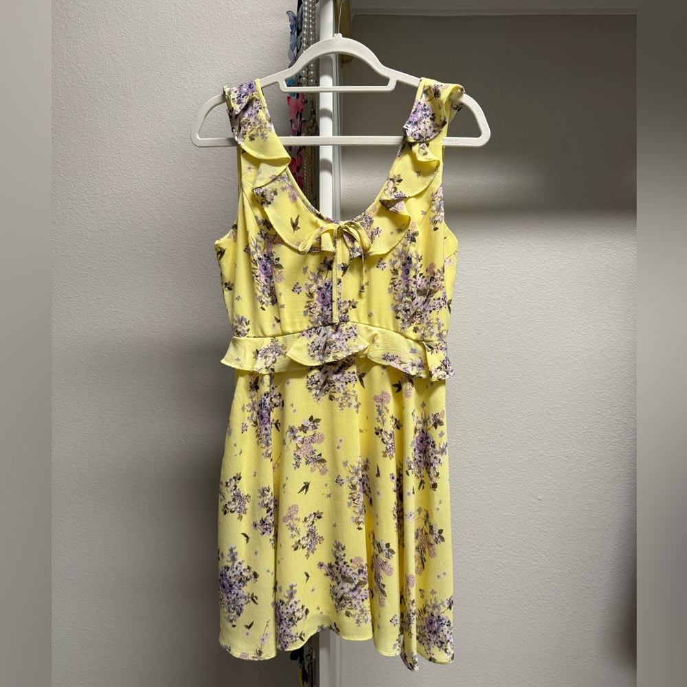GB yellow dress with purple flowers size Medium